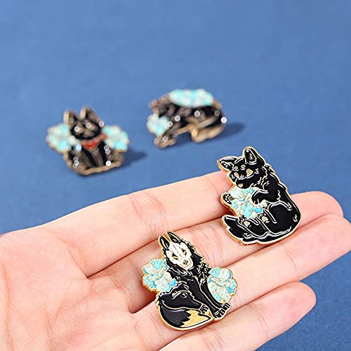 ROFARSO Wolf Fox Enamel Lapel Pin Set Cartoon Myths and Legends Pin, Halloween Accessory for Backpacks Clothing Bags Hats Shirts (4piccs pin set)3