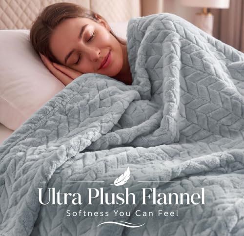 Image of VAS COLLECTIONS 280 GSM Premium Plush Blanket for Double Bed, Soft Warm Cozy Blanket, Ultra Soft Luxury Fleece Blanket, Comfortable Winter Bed Cover, 85 x 90 Inches (216 x 229 cm) - Slate Grey