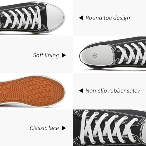 yageyan Men Canvas Low top Shoes Classic Casual Sneakers Black and White Fashion Shoes2