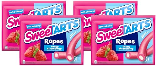 SweeTARTS Soft & Chewy Ropes Candy, Tangy Strawberry Flavor, 9