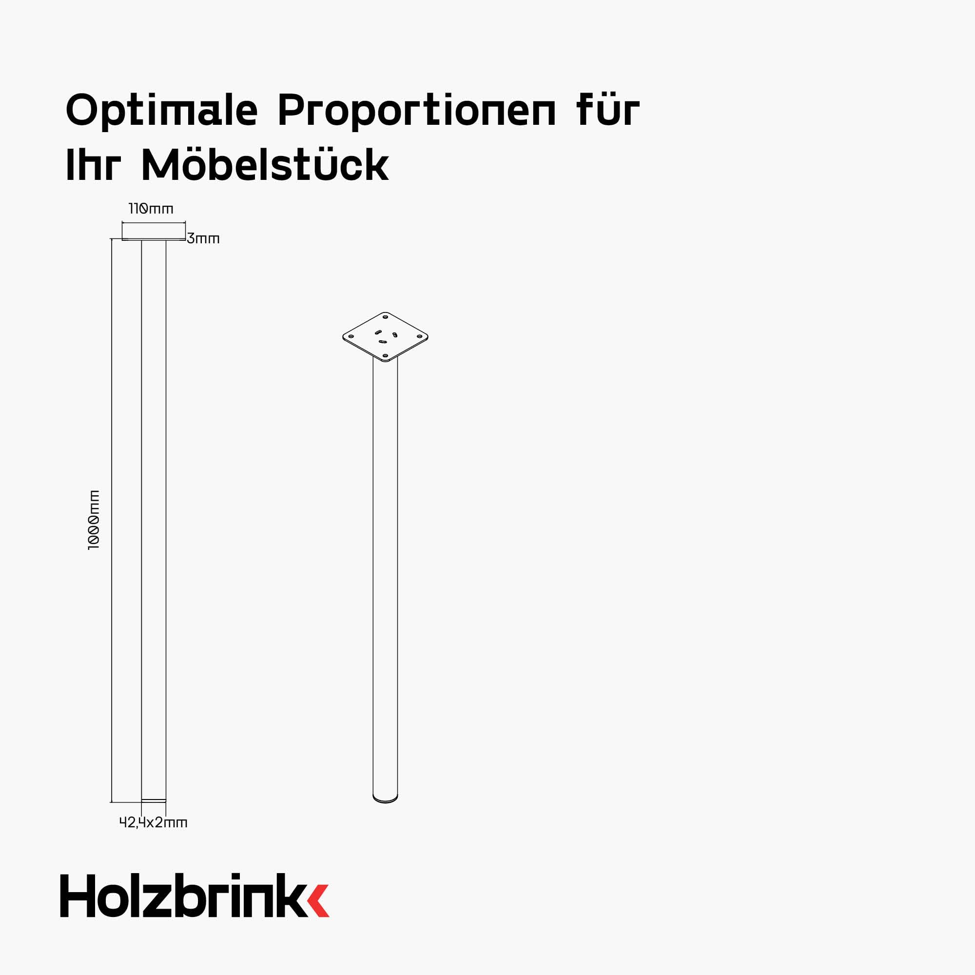HOLZBRINK Tischbeine Metall Schwarz - Tischkufen für Esstisch & Schreibtisch - Stahl Tischgestell Industrial - Möbelbeine DIY für Couchtisch, Küchentisch & Arbeitstisch - Modell: HLT-14C