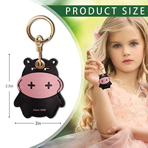 Image of Leather Keychain Case Holder Compatible with Apple AirTag, GPS Airtag Keychain Finder Tracker with Key Ring, Anti-Scratch Protective Air Tag Cover | Leather