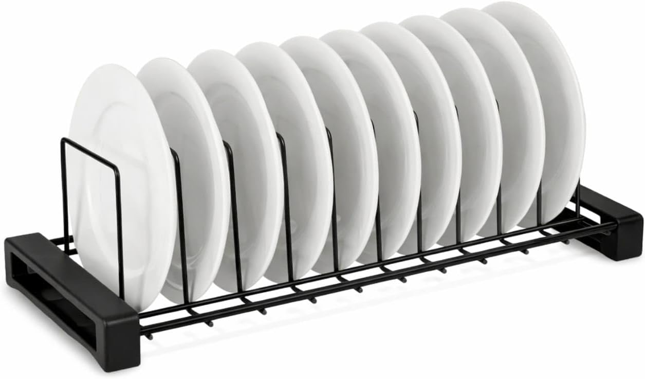 Stainless Steel Dish Bakeware Rack Kitchen Plate Rack Organizer & Countertop, Vertical 9 Plate Stand Storage for Dinner Plates Rack, Space Saving Rack (9 Plate Stand)