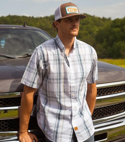 Dubinik® Mens Short Sleeve Button Down Shirts Soft Breathable Summer Vintage Regular Fit Lightweight Men's Casual Shirt3