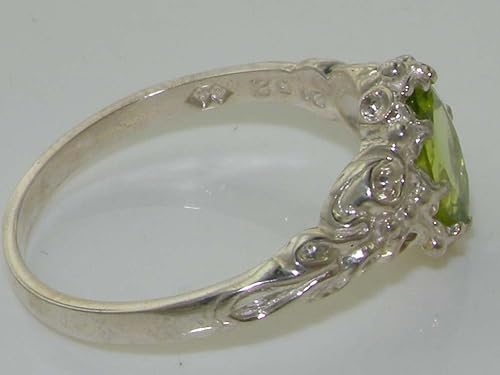 Miniatura 4 de LetsBuyGold Anillo de plata de ley 925 con peridoto genuino para mujer
