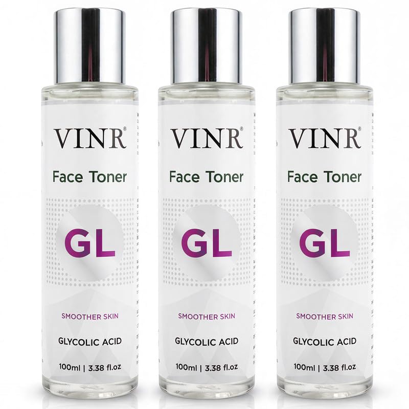 Image of VINR 7% Glycolic Acid Toner For Glowing Skin with 2% Niacinamide & 0.5% Hylauronic Acid |Dull & Uneven Texture, Pores & Blackheads | Hydrating Daily Face Toner for Women & Men | All Skin Types - 300ml (Pack of 3)