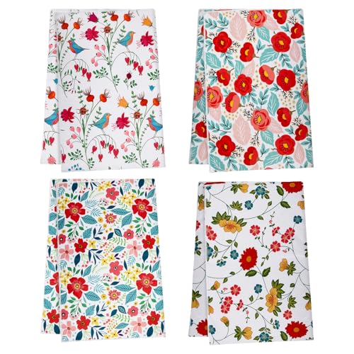 JDGHGB 4Pcs Kitchen Dish Towels Microfiber Cloth Floral Dish Towels Fits Pioneer Woman Kitchen Stuff Accessories Housewarming Gift for Women 16 x 24 in