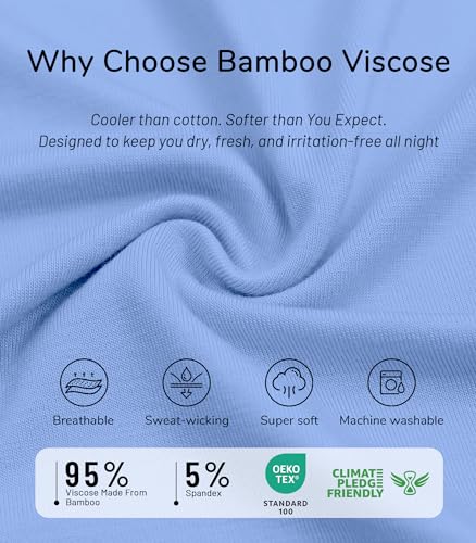 Image of NACHILA Women's Bamboo Viscose Pajama Sets Summer Cooling Short Sleeve Capri Soft Pjs Night Sweats Moisture Wicking Sleepwear