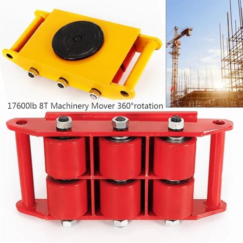 Carrello per macchinari pesanti con 4 rulli, carrello per attrezzature industriali per un facile spostamento e trasporto, perfetto per l'uso in magazzino e in officina (giallo 8T 17600 libbre)