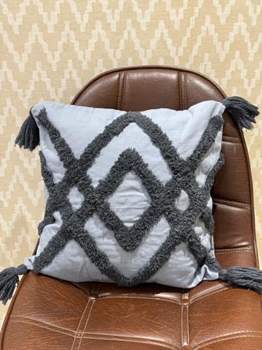 Image of Sofa Cushion Cover Cotton | Cushion Covers 16 inch x 16 inch | Living Room Cushion Covers | Pack of 1 Grey