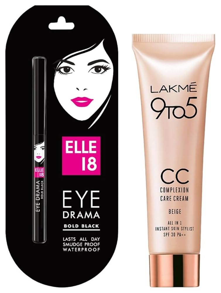 ELLE 18 EYE DRAMA BOLD BLACK アイライナー 2pcs Buy Elle 18 Eye Drama Kajal, Bold Black, 0.35g And Lakme