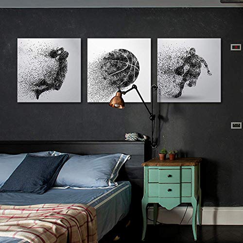 Wall26 3 Panel Canvas Wall Art Play Basketball Pictures Home Wall Decorations For Bedroom Living Room Paintings Canvas Prints Framed - 12"X12"X3 Panels #TOP1