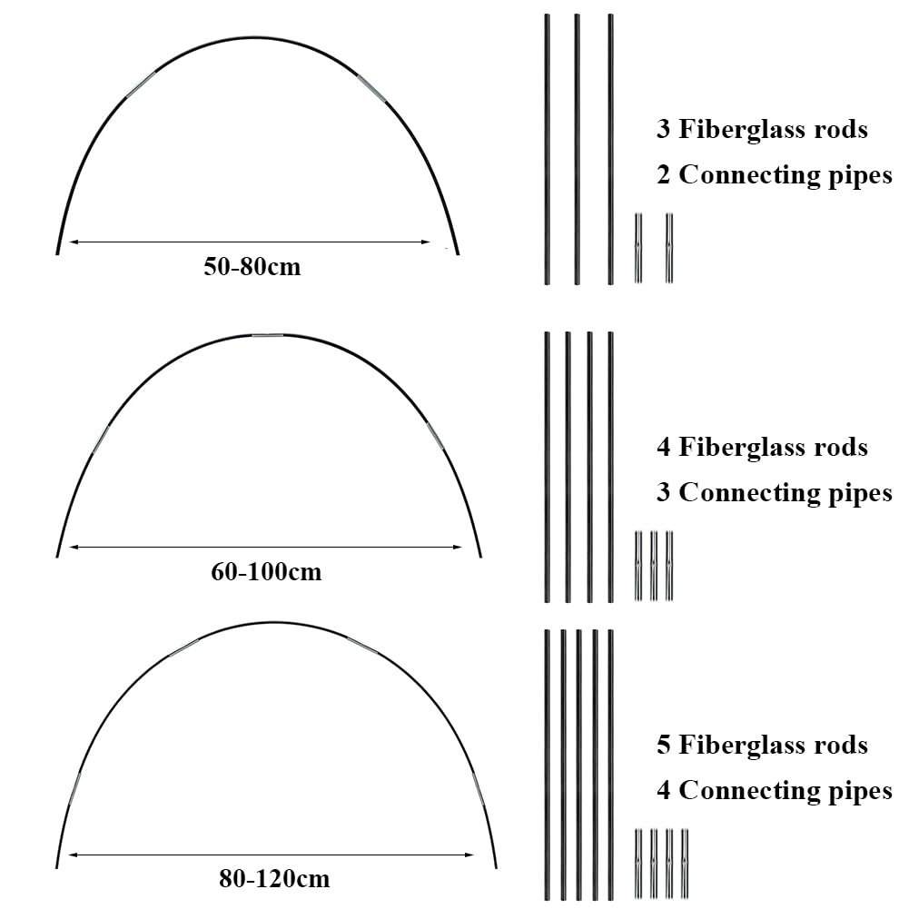 Tunel foliowy do roślin, 30 szt., tunele foliowe do podwyższonej grządki, tuneli szklarniowych, łuki DIY, gięte łuki tunelowe, stabilne, trwałe, do szklarni