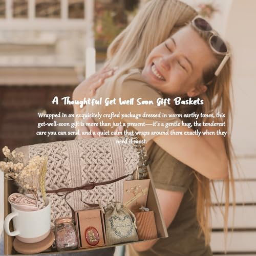 Get Well Soon Gift Baskets for Women Men, Comfort Gifts Blanket, Sympathy Gifts, Thank You Gifts, Thinking of You/ Mothers Day Gifts for Women