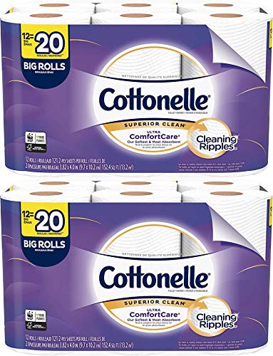 Cottonelle Ultra ComfortCare Toilet Paper, Soft Bath Tissue, Septic-Safe, 12 Big Rolls - 2 Pack