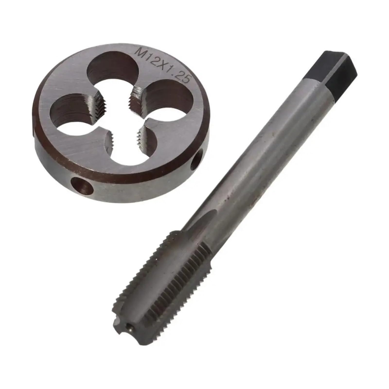 Xchiaueo Women's Silver Machine Thread Screw Tap Metric And Die Set With Round Threading M12 X 1.25Mm And Kit