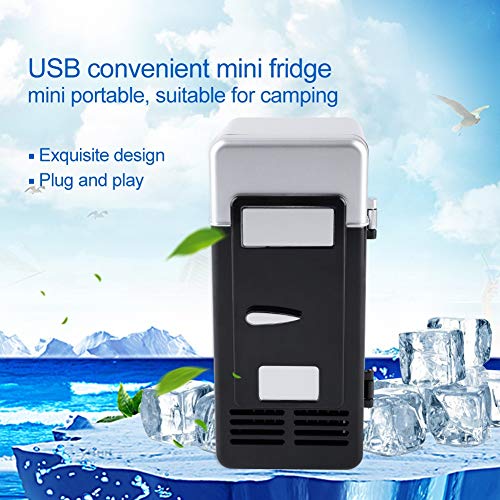 Unibell LED Mini Geladeira USB USB Geladeira Bebidas Latas Geladeira e Aquecedor Preto