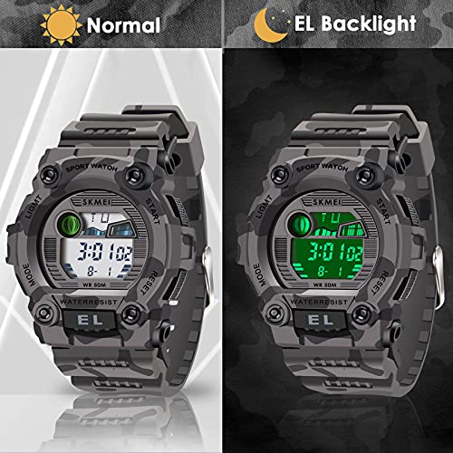 Cakcity 1635-GC Boys Camouflage Led Sports Kids Watch Waterproof Digital Electronic Military Wrist Watches thumb #1