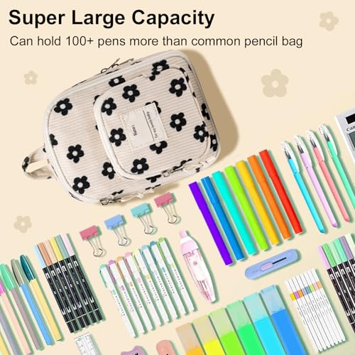 Image of LEDAOU Pencil Case Cute Zipper Pencil Pouch Large Capacity Pencil Bag Organizer School Supplies for Girls Boys Kids