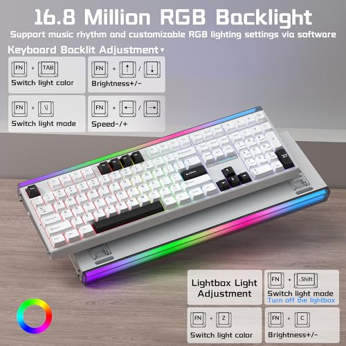 Image of Aula H108 Wireless Mechanical Keyboard, Hot Swappable Silent Keyboard, Full Size Keyboard with Number Pad, Gasket Structure, RGB Backlit Computer Gaming Keyboard with PBT Keycaps for PC /Office