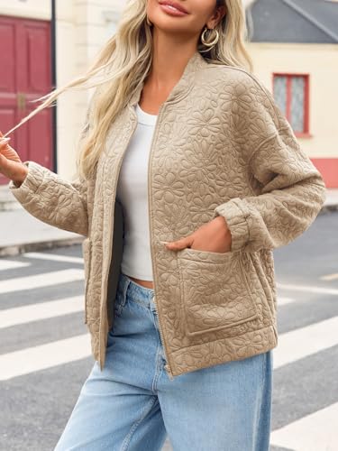 Tankaneo Womens Bomber Jackets Lightweight Zip Up Fashion Cute Jacquard Coats Fall Varsity jacket2