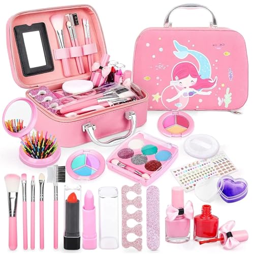 Image of Kidology Kids Makeup Kit for Girl, Unicorn Toys for Girl Real Washable Makeup Girls Princess Play Make Up Toys, Makeup Set for Age 3+ Year Old Christmas & Birthday Gift (Mermaid Suit Case Makeup Set)