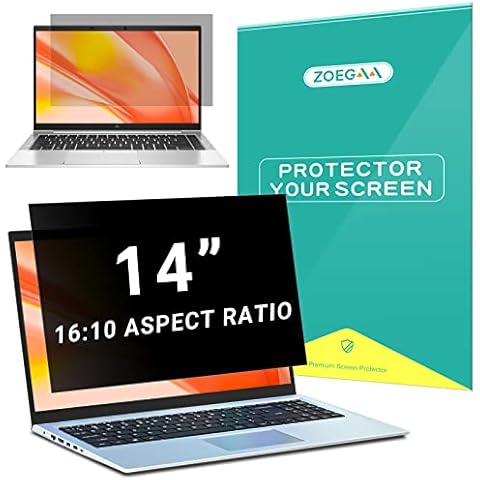 ZOEGAA Laptop Privacy Screen 14 Inch, Privacy Screen 16 10 Compatible with Lenovo/HP/Envy/Dell/Acer/Asus/Thinkpad,16:10 Aspect Removable Anti Glare Blue Light Privacy Screen Filter 14 inch Cover