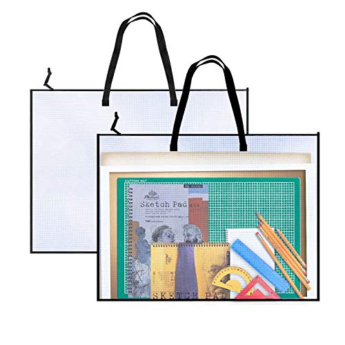 Opret 2 Pack 19X25 Inch Art Portfolio Bags, Posters Storage Bag With Zipper And Handle Vinly Mesh Folder Organizers For Bulletin Boards, Artworks, Charts And Teaching Material #TOP25