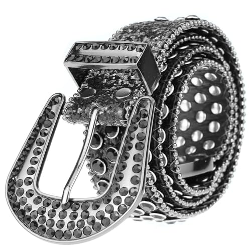 UTOWO Rhinestone Belt for Women Men, Western Cowgirl Cowboy Bling Sequin Leather Belt for Jeans Pants(for waist size 29-39"4