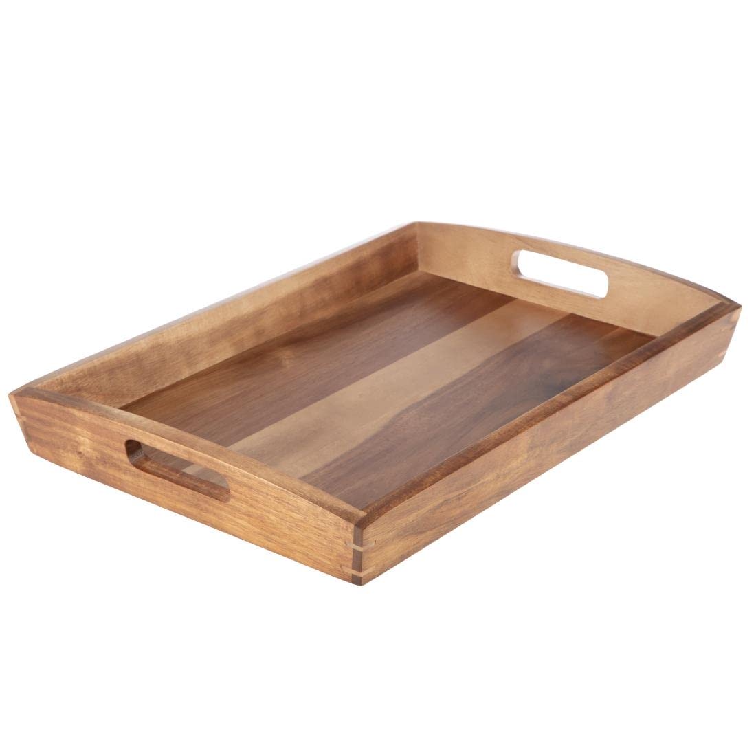 Olympia GM266 bandeja para servir, 510 mm x 350 mm x 70 mm, de madera de acacia, color marrón