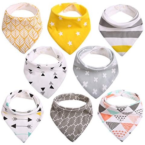 CITÉTOILE Baby Dribble Bibs Bandana for Girls Boys Unisex Set Cotton Gift Pack for Teething Fit Newborn Toddlers Soft Absorbent with Adjustable Snap Closure Stylish Pattern (Pack of 8) (Model 01) Cover
