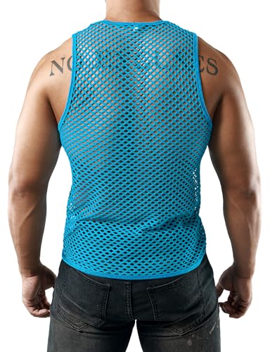 Image of JOGAL Men's Mesh Fishnet Fitted Sleeveless Muscle Top