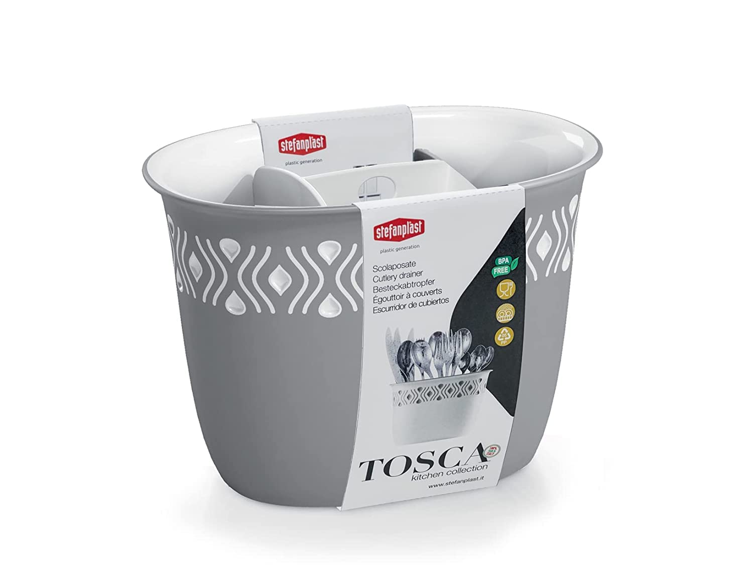 Scolaposate L.TOSCA GREY - 19.5x13x14 Cm, Design Compatto Per Cucina - Foto 11