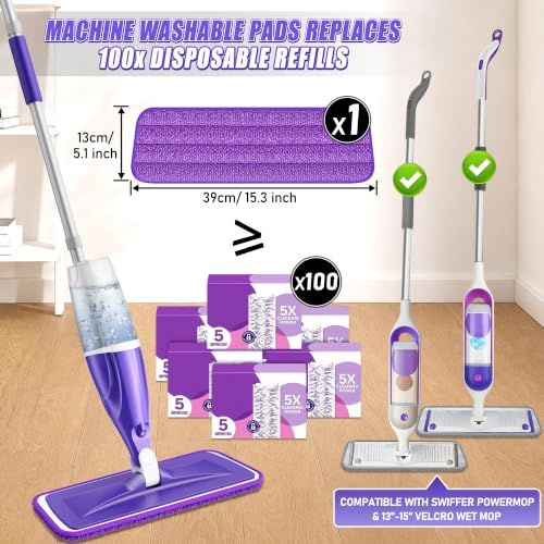Image of Spray Mops for Floor Cleaning: Hardwood Floor Mop Wet Dry Mop Refillable | Swivel Head Leak-proof for Apartment, 4 Washable Pads for Swiffer PowerMop, Portable Microfiber Flat Mop, for Multi-surface