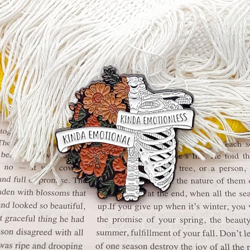 Image of Kinda Emotional, Kinda Emotionless Enamel Pin - Gothic Series | Premium Enamel Pin - Statement Lapel Pin - Plated Badge for Clothing, Bags, Hats, Jackets, and Lanyards
