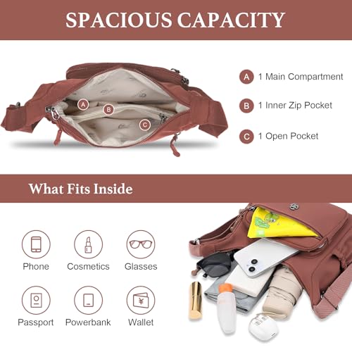 WITERY Crossboby Bags for Women Waterproof Nylon Multi-Pocket Small Crossboby Purse for Women Pocketbooks Shoulder Handbag4
