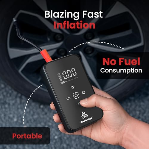 Image of Autofy AirBit 2 Years WARRANT'Y Dual Power Mode Battery & Corded [22mm Cylinder Most Heavy Duty] 140PSI Car Tyre Inflator Pump - 90W Copper Motor - 4500mAh Mobile Power Bank - 4 Mins Fast Inflation