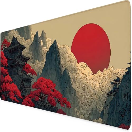 Tapis de souris XXL 1200x600 rouge panorama avec bords surpiqués durables