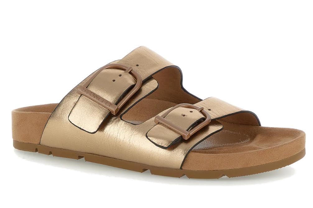Stonefly Sibil W 4 222420 - Sandali piatti da donna in pelle laminata, colore: oro