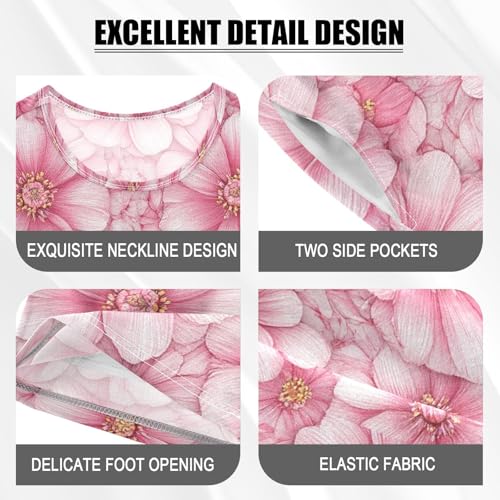 Pajama Short Sets Pink Floral Pattern Prints Soft Cotton Summer Sleepwear 2 Piece PJS Size 5-14T3