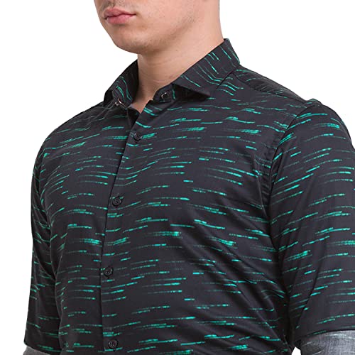 Image of Park Avenue Men's Pure Cotton Print Pattern Slim Fit Cut Away Collar Full Sleeve Casual Shirt