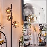  hofstein Lampadaire Koyoto, en métal/verre noir/gris fumé/clair, au design rétro/vintage avec abat-jour en verre (Ø 15 cm) et interrupteur au pied, 160 cm, E14, salon, salle à manger