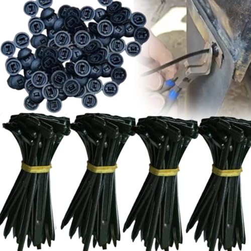 Lot de 100 boucles universelles en nylon pour serre-câbles autobloquants robustes - Petites sangles de serrage noires - Outil multifonction pour réparation quotidienne de voiture (100 pièces)