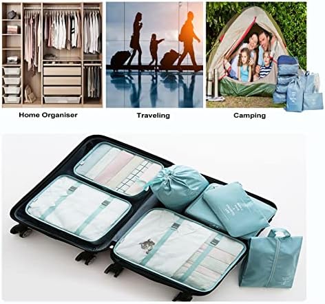 Packing Cubes for Suitcase, Travel Organiser Bags, Essential Travel Accessories Compression Storage for Clothes, Shoes, Cosmetics, Toiletries (10 Pack, Blue)