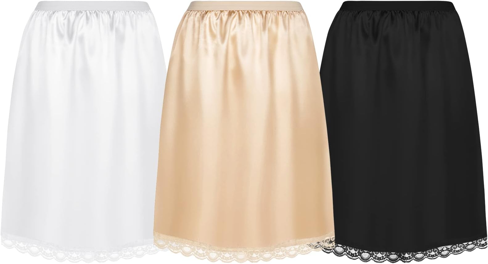 3 Pcs Girls Slips Half Slip for Under Dresses Girls Satin Slips