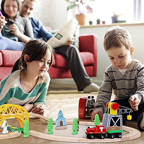 Toy Life Wooden Train Set 60Pcs Toddler Boy Toys For 3 Year Old Boys - Wood Train Set With Crane Wood Train Tracks Toys Fits Thomas Brio Melisa Chugginton Train Track Set Xmas For Boys #TOP5