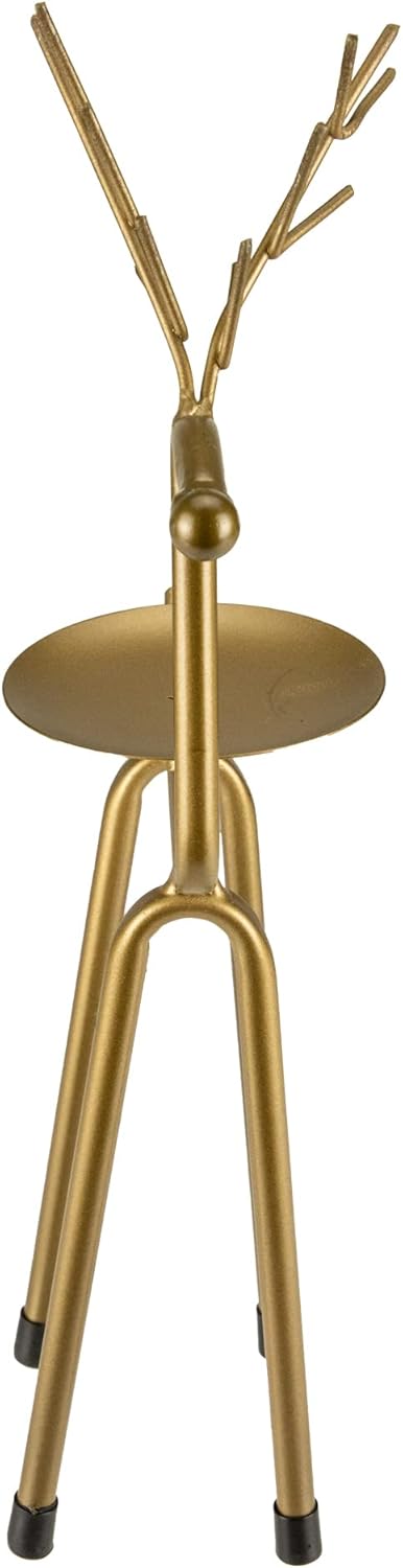 13.25" Large Bronze Reindeer Christmas Pillar Candle Holder