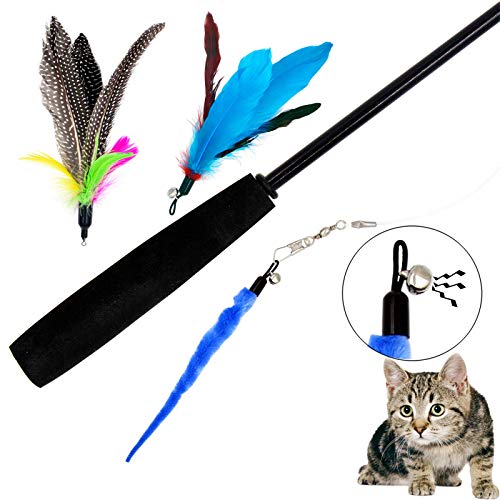 TIENAILING Cat Feather Toys Refills, 10 Pieces Worms Feathers Refills, Cat Wand Replacement Feathers Toy for Indoor Cats - Thumbnail 6