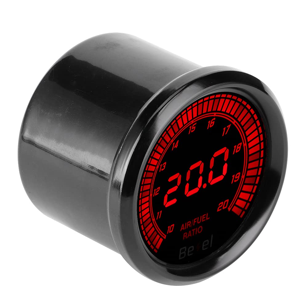 Wideband Air Fuel Ratio Gauge Kit,52mm Black 7 Color Pointer Air or Fuel Ratio Gauge Auto Car Instrument Accessory