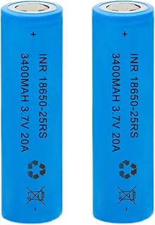 2 Pack 3.7 Volt 18650 Rechargeable Battery 3400mAh 18650 Li-ion Battery for Flashlights, Headlamps, Doorbells, RC Cars (Flat Top)